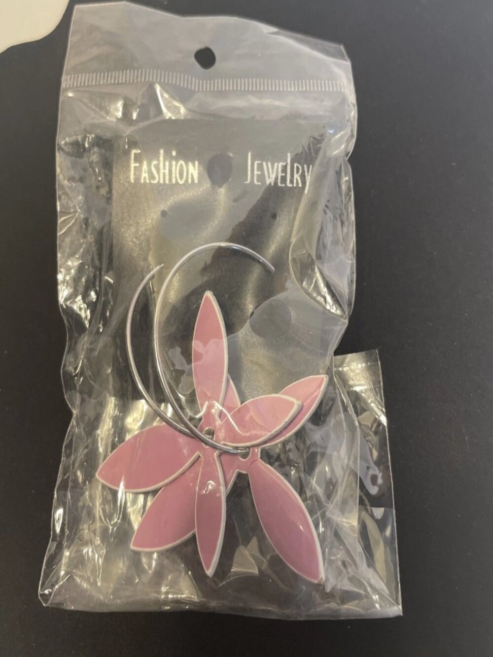 Pink Enamel Frangipani Flower Hoop Earrings Tropical Floral Charm Costume Jewelr - Picture 7 of 8